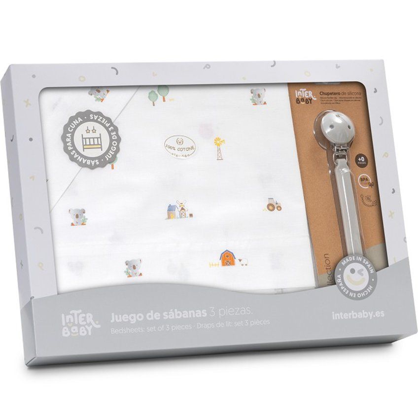 Textil bebé Interbaby al por mayor con juego de sábanas de cuna estampado granja