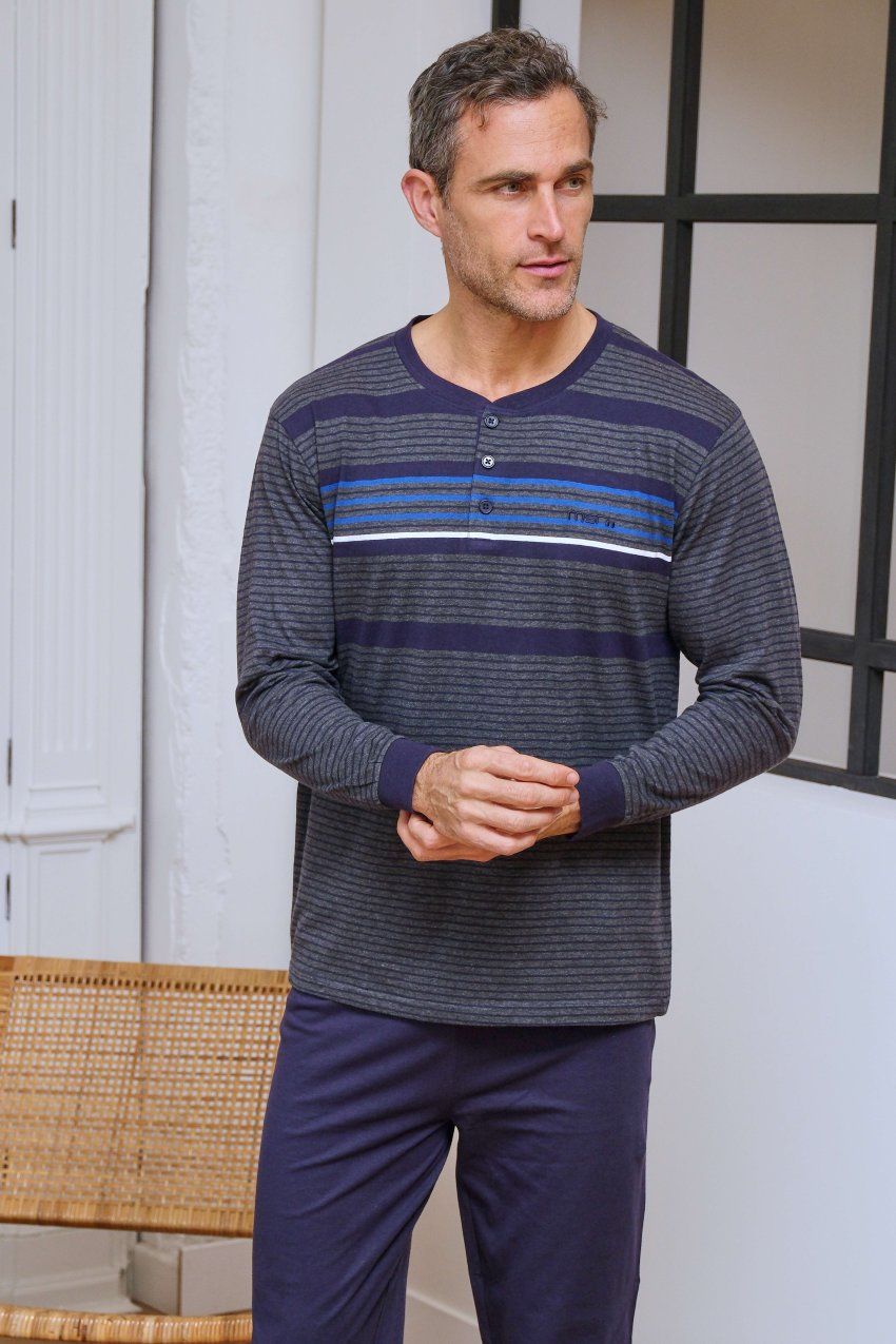 Pijama de hombre Muslher 265632 en tejido interlock para venta al por mayor