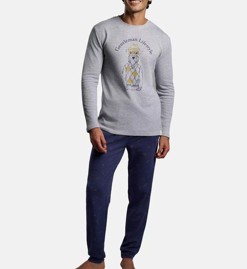 Pijama hombre Ysabel Mora Ref. 26427 perchado gris y azul marino