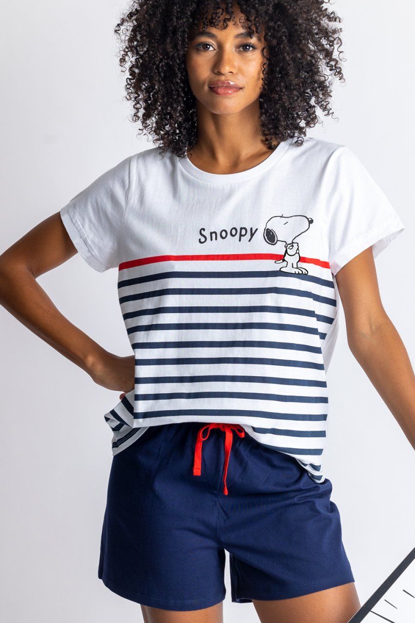 62434 PIJAMA MUJER MANGA CORTA SNOPPY 100% ALGODON ADMAS