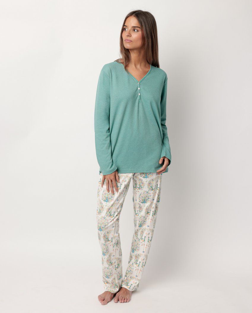 63595 PIJAMA MUJER INTERLOCK ADMAS GARDEN