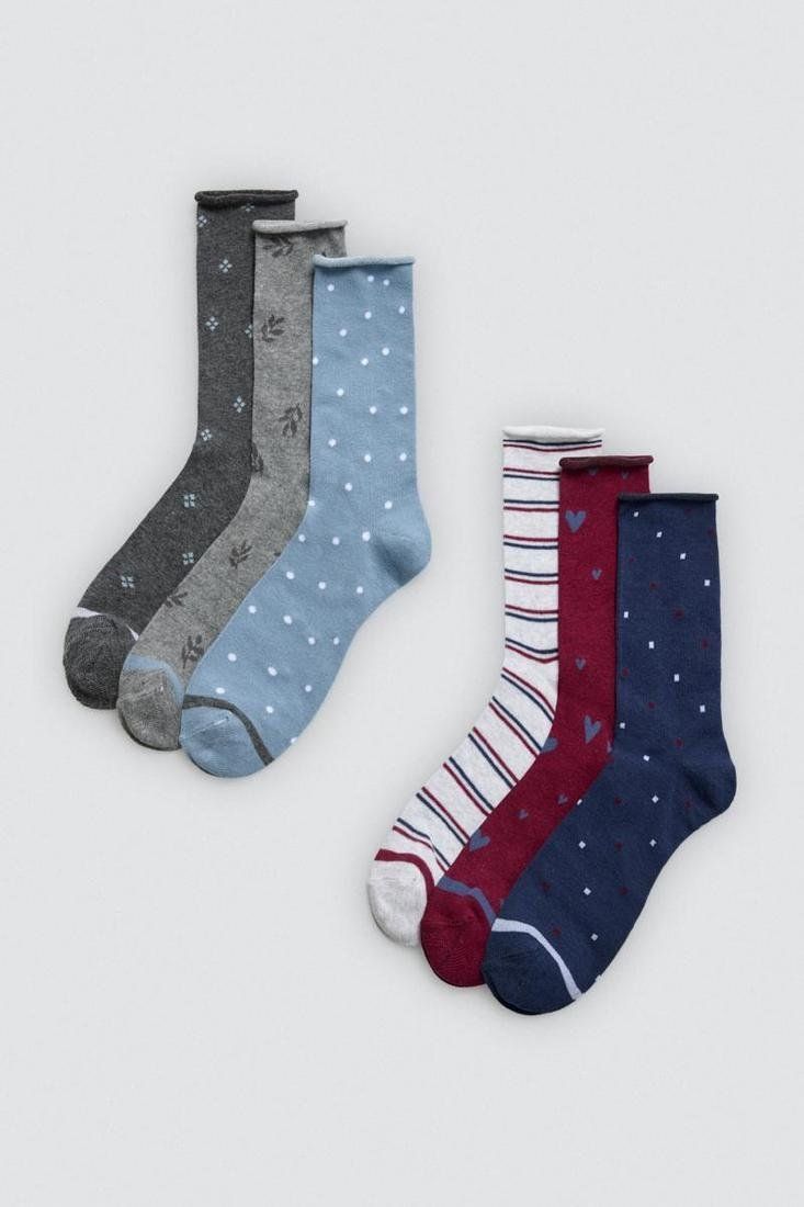 12943 Pack de 3 calcetines estampados sin puño para mujer.