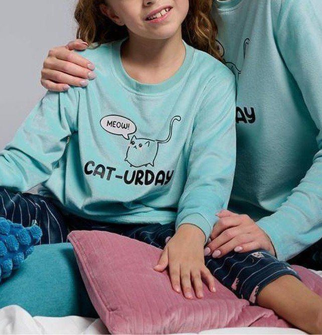 Pijama de niña turquesa al por mayor – Ref. 26603