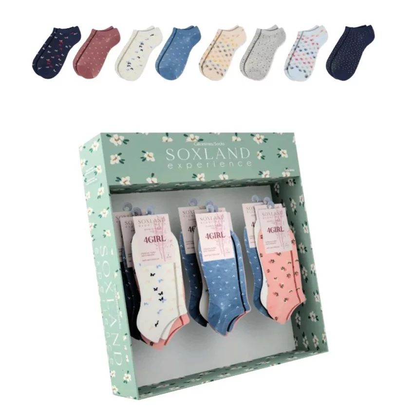 Expositor de 18 pares de calcetines invisibles para mujer de bambú marca Soxland, referencia 18145234. Calcetines suaves, transpirables y cómodos para uso diario.