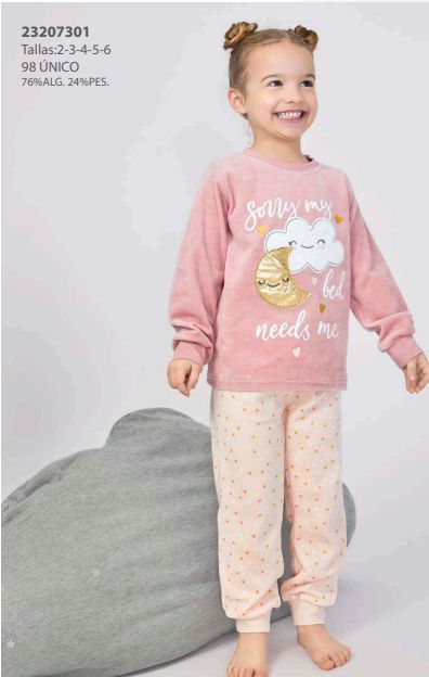 23207301 PIJAMA NIÑA TERCIOPELO  2 a 6 AÑOS TOBOGAN