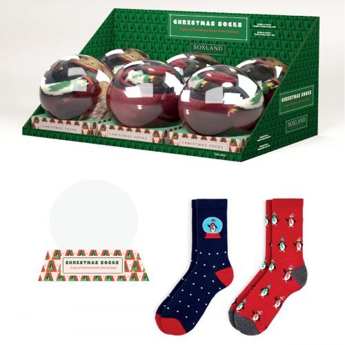 1212203 BOLA NIEVE REGALO 2 PARES CALCETINES NAVIDAD SOXLAND