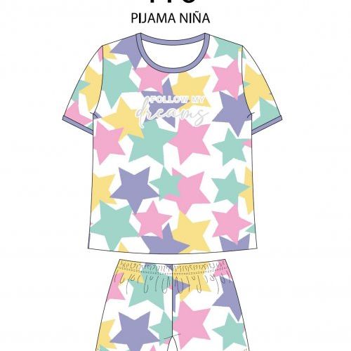 KN 410 PIJAMA NIÑA  VERANO 8 A 16  KINANIT al por mayor
