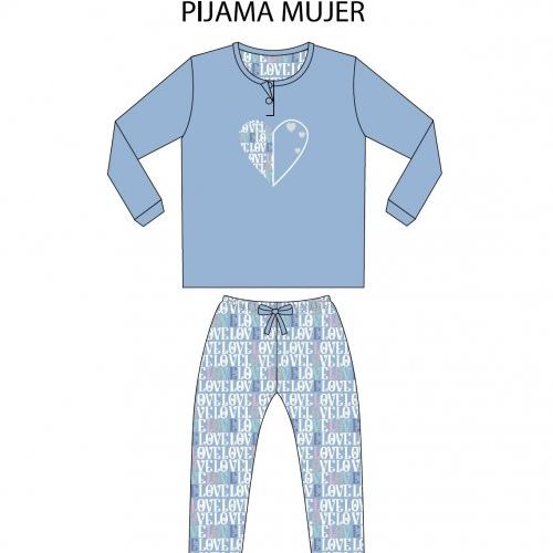 KN 591 PIJAMA SEÑORA MANGA LARGA ALGODON FINITO KINANIT