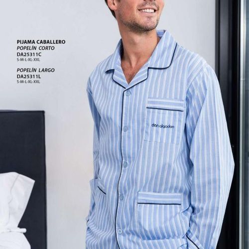 DA25311 PIJAMA ABOTONADO POPELIN DE MANGA LARGA DON ALGODON