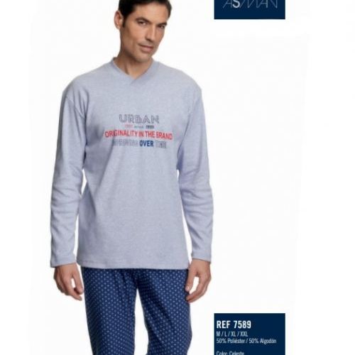 7589 PIJAMA CABALLERO ALGODON  FELPA ASSMAN