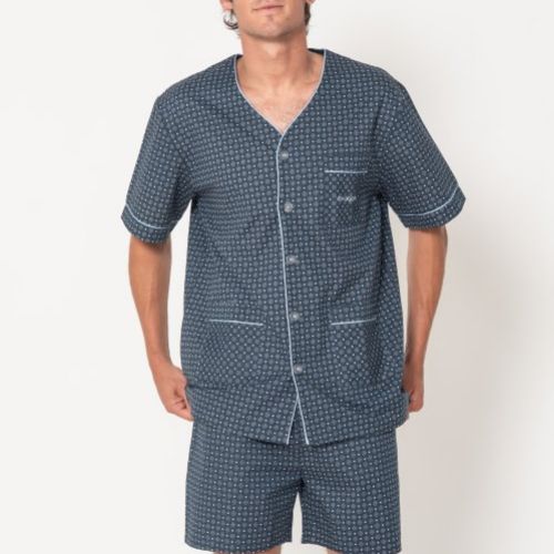 DA24313 PIJAMA CABALLERO VERANO POPELIN DON ALGODON