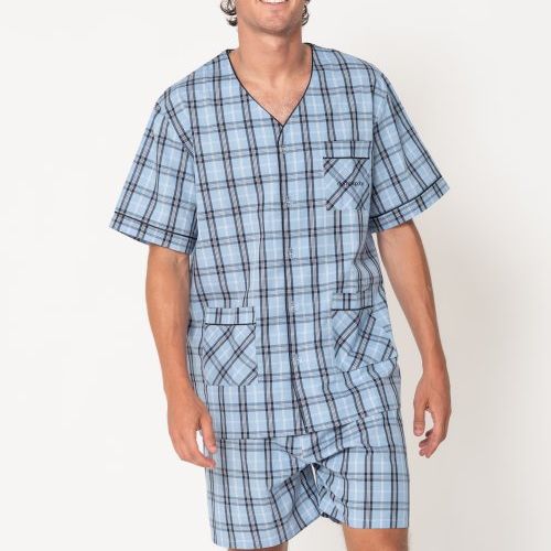 DA24312 PIJAMA CABALLERO VERANO POPELIN DON ALGODON