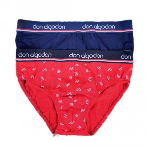 SE 07 SLIP CABALLERO DON ALGODON NAVIDAD CON ROJO  PACK 2