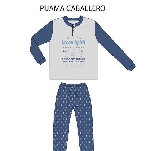 KN 661 PIJAMA CABALLERO MANGA LARGA ALGODON FINITO KINANIT