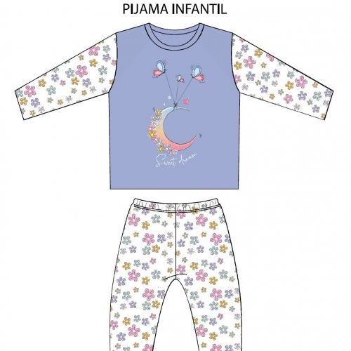 KN 208 PIJAMA NIÑA ALGODON FINITO 2 A 6 KINANIT