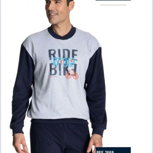 7669 PIJAMA CABALLERO ALGODON  FELPA ASSMAN