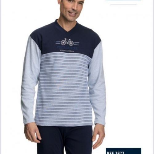 7677 PIJAMA CABALLERO ALGODON  FELPA ASSMAN