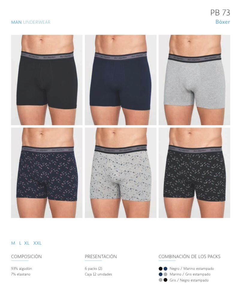 PB73 BOXER CABALLERO DON ALGODON PACK-2 (Precio Ud:2,96€)