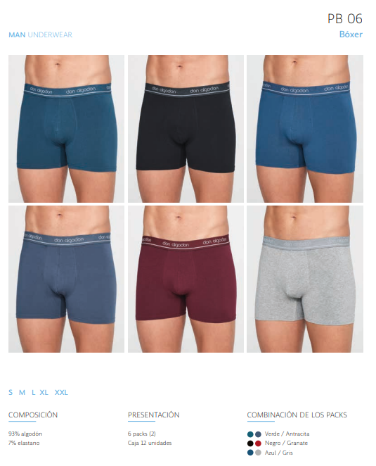 PB06 BOXER CABALLERO DON ALGODON PACK-2 (Precio Ud:2,96€)