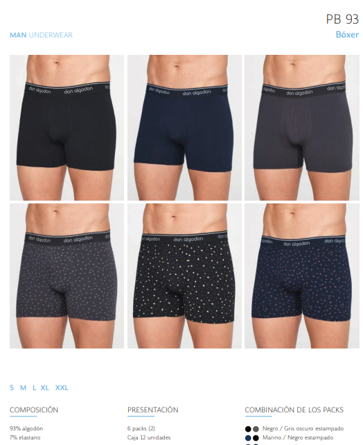 PB93 BOXER CABALLERO DON ALGODON PACK-2 (Precio Ud:2,96€)